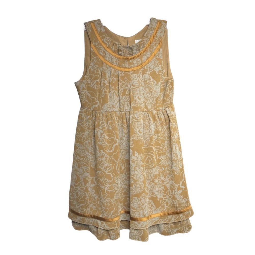 To The Max Babydoll Sleeveless Top Blouse Brown Gold